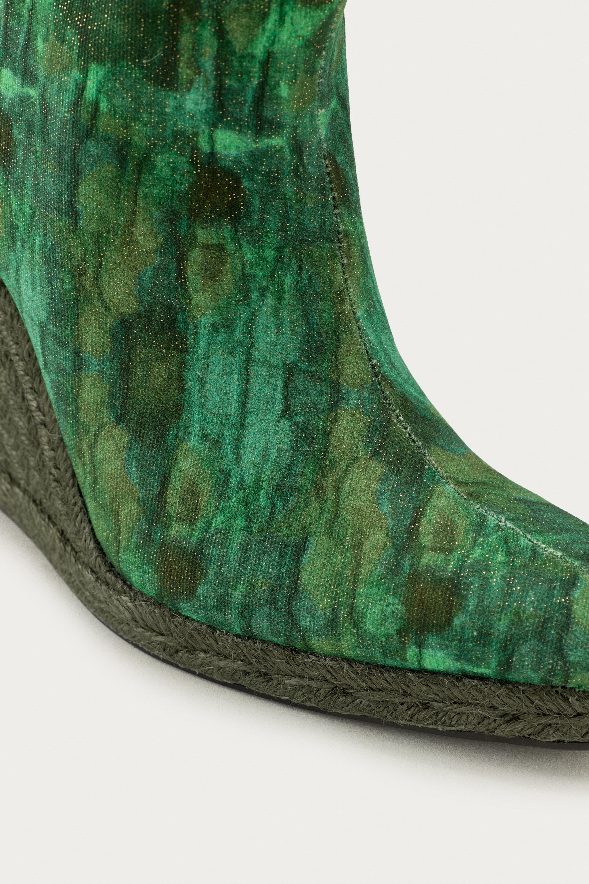 MARISA BERENSON X ZARA PRINTED WEDGE BOOTS